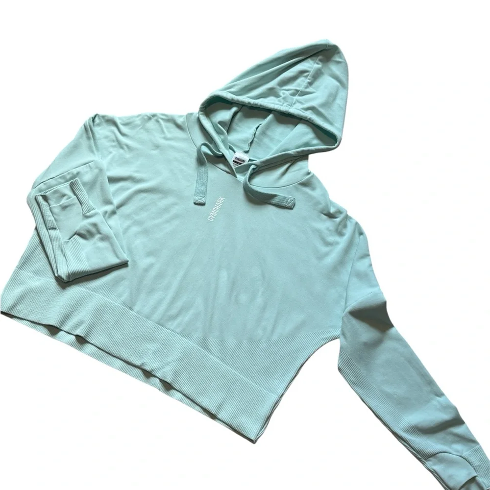 Oversized Gymshark Pippa Cropped Hoodie Mint - Picture 1 of 6